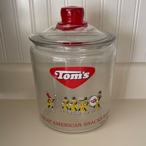 Toms Glass Snack Jar with Bold Red Lid